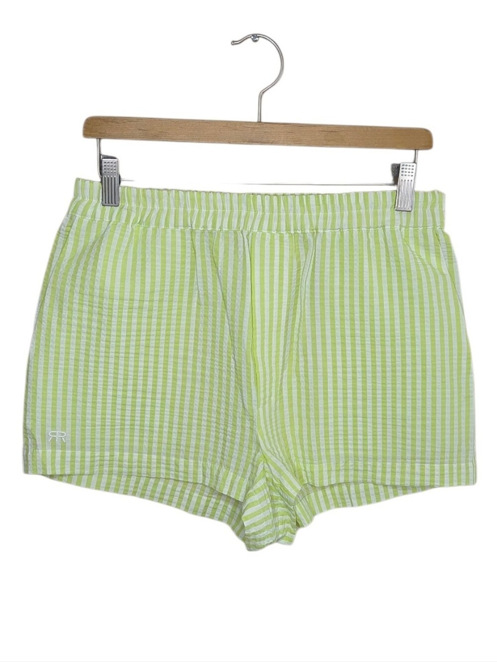 Roseanna Lime Green White Striped Seersucker Pull-On Waist Shorts Fr Size 38 M